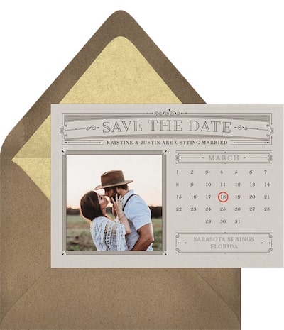 How to address save the dates: Classic Calendar Save the Date
