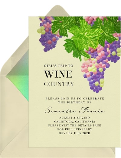 35th birthday ideas: Classic Wine Country Invitation