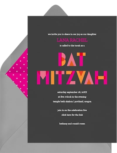 Color Block Bat Mitzvah Invitation