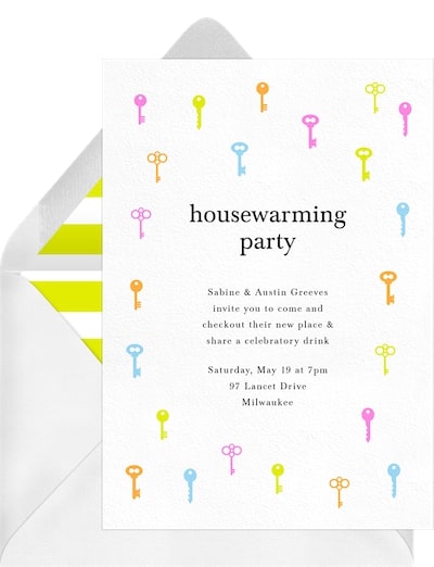 Housewarming invitation: Colorful Keys Invitation