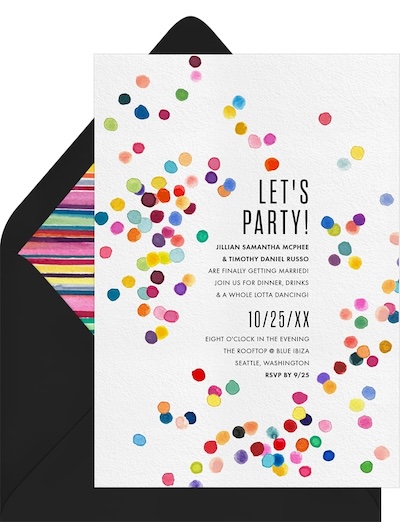 Best wedding colors: Confetti Burst Invitation