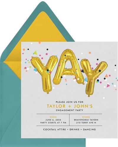 Engagement party ideas: Confetti Celebration Invitation