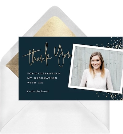 Graduation thank you cards: Confetti Spray Thank You Note