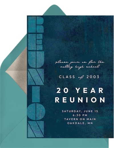 Class reunion ideas: Contemporary Reunion Invitation