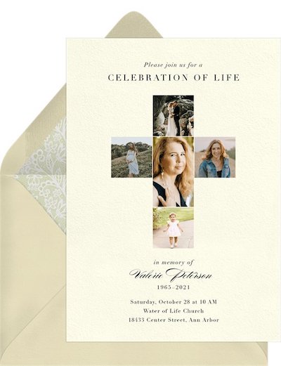 Funeral invitation: Cross Memories Invitation
