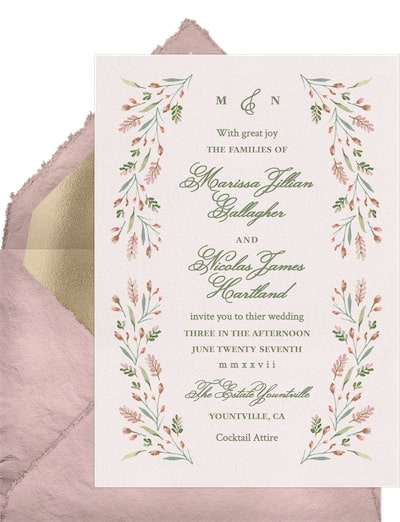 What to include in wedding invitation: Dainty Watercolor Florals Invitation