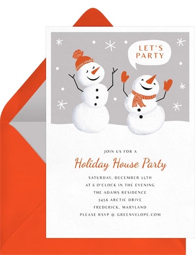 Winter birthday party ideas: Dancing Snowmen Invitation