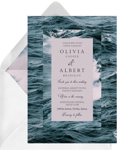 Together with their families wedding invitation wording: Deep Blue Sea Invitation
