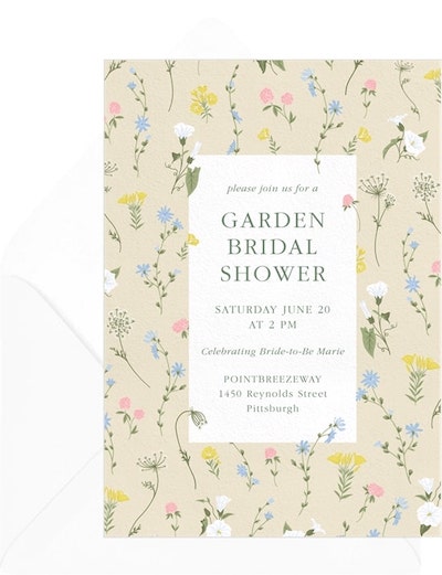 Bridal shower theme ideas: Delicate Wildflowers Invitation
