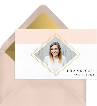 Graduation thank you cards: Diamond Frame Thank You Note