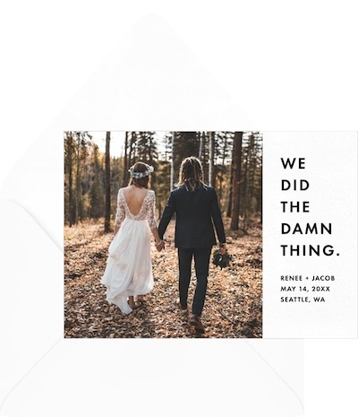 Wedding announcements: Did The Damn Thing Announcement
