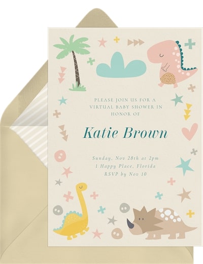 Dinosaur baby shower: Dino Garden Invitation