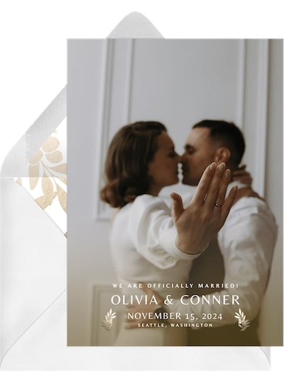 Photo wedding invitations: Double Laurels Announcement