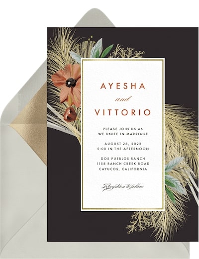 Classic wedding invitations: Dried Florals Invitation