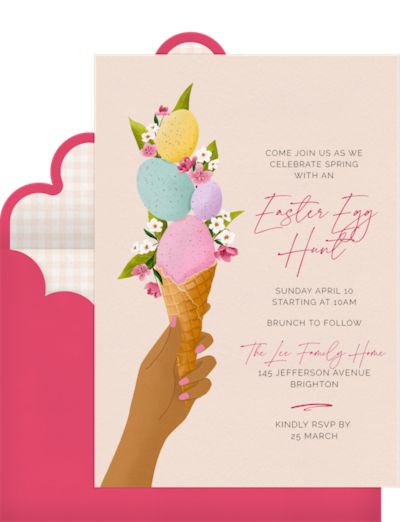 Adult Easter egg hunt ideas: Easter Egg Cone Invitation