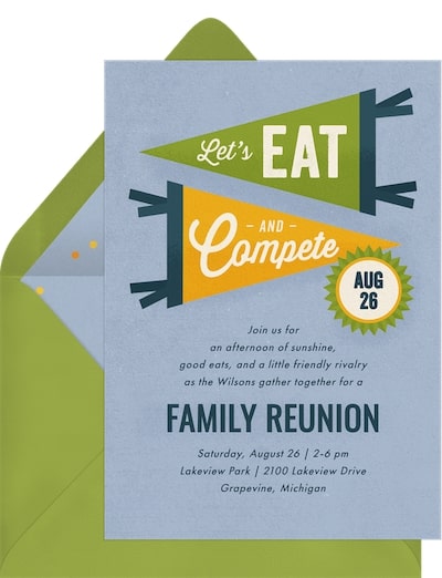 Family reunion invitations: Eat & Compete Invitation