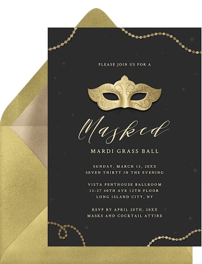 Prom invitations: Elegant Masquerade Invitation