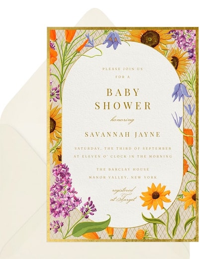 Sunflower baby shower: Elegant Wildflowers Invitation