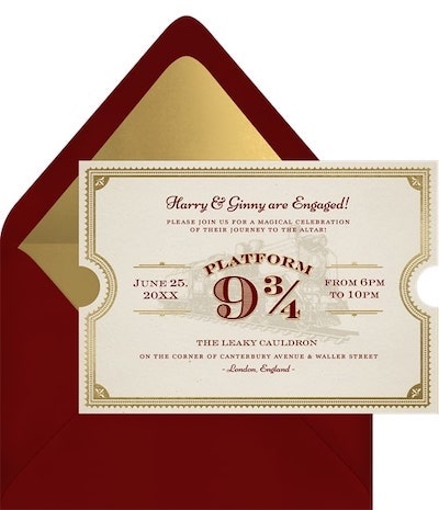 Engagement party ideas: Enchanted Train Ticket Invitation