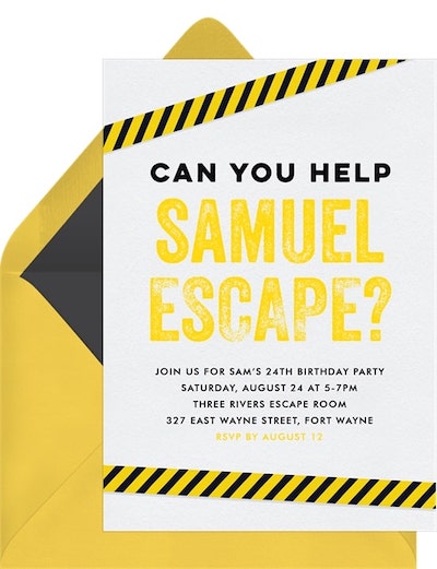 30th birthday ideas: Escape Room Invitation
