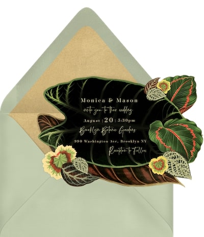 Tropical wedding invitations: Exotic Tropical Leaves Invitation