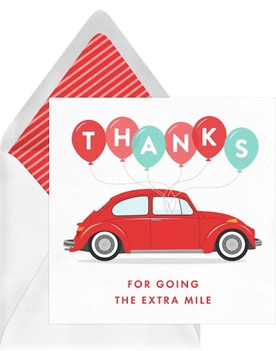 How to write a thank you note: Extra Mile Card