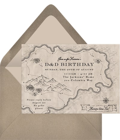 10 year old birthday party ideas: Fantasy Map Invitation