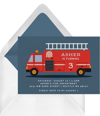 Fire Engine Invitation