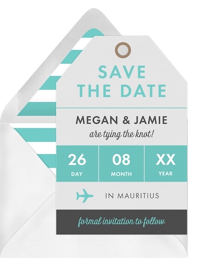 Destination wedding save the date: First Class Save the Date