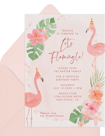 Flamingo birthday: Flamingo Party Invitation