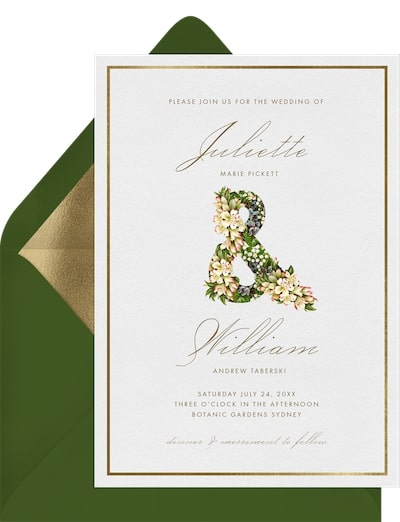 Floral wedding invitations: Floral Ampersand Invitation