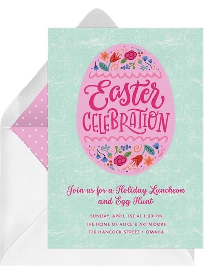 Religious Easter greetings: Floral Easter Egg Invitation