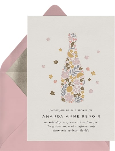 Floral Wine Bottle Invitation