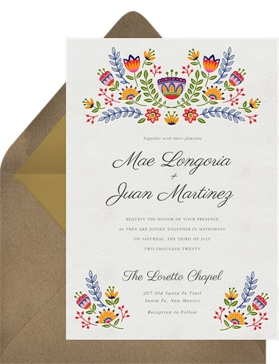 Wedding invitations passport: Flores Mexicanas Invitation