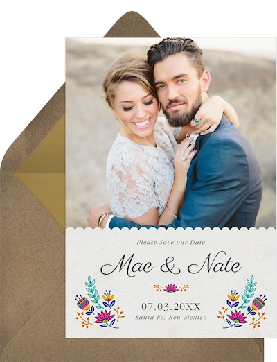 Destination wedding save the date: Flores Mexicanas Save the Date