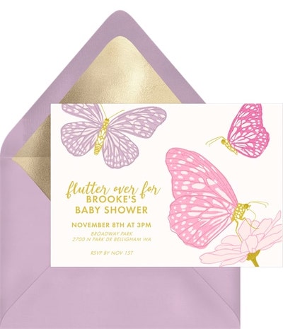 Butterfly baby shower invitations: Flutter Over Invitation
