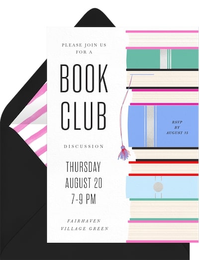 Girls night ideas: Foiled Book Club Invitation