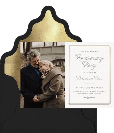 55th wedding anniversary: Foiled Borders Invitation