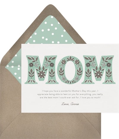 Birthday cards for mom: Folksy Floral Card