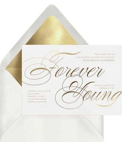80th birthday party ideas: Forever Young Invitation