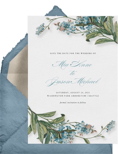 Eloping ideas: Forget me not Romance Save the Date
