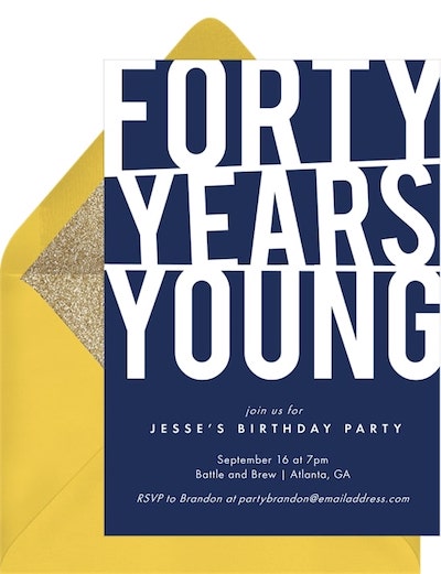 Forty Years Young Invitation