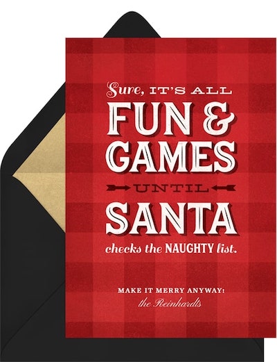 Virtual Holiday party ideas: Fun & Games Card