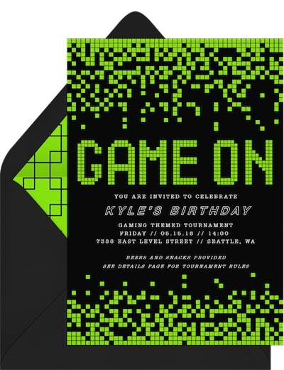 10 year old birthday party ideas: Game On Invitation