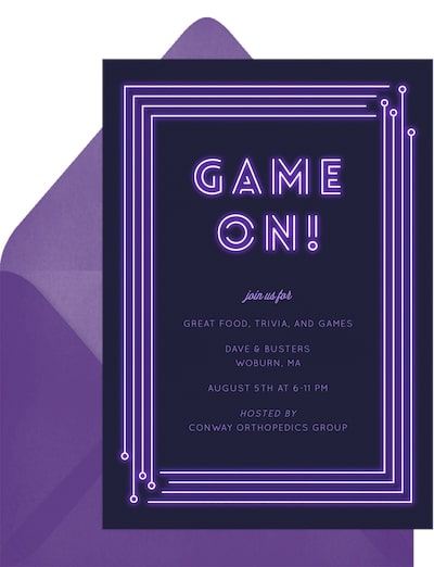 Game On Neon Invitation
