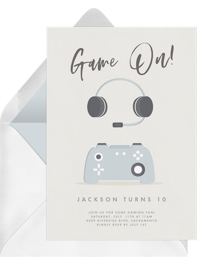 Unique first birthday party ideas boy: Gaming Essentials Invitation