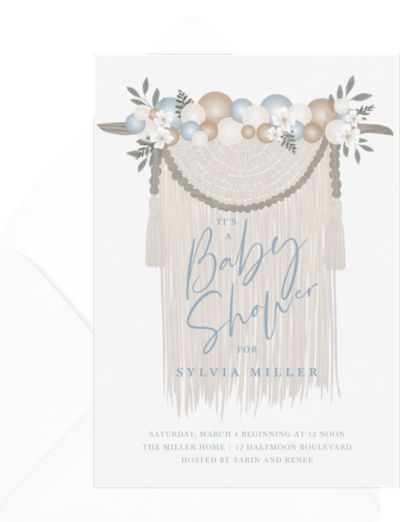 Spring baby shower themes: Garden Boho Invitation