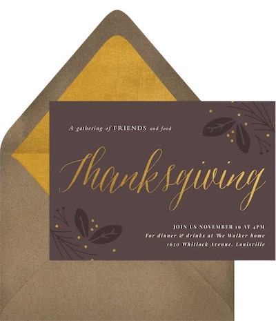 Gilded Thanksgiving Invitation