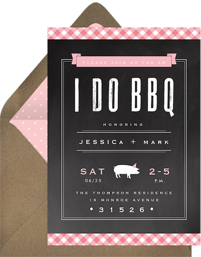 Engagement party invitations: Gingham BBQ Invitation