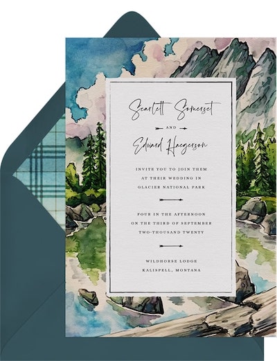National park wedding: Glacier Invitation